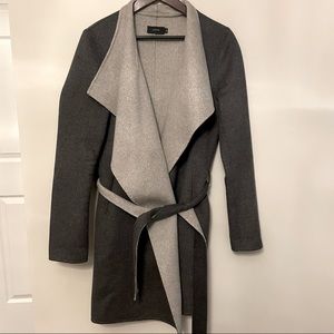 JOSEPH gray belted coat cashmere wool blend sz40